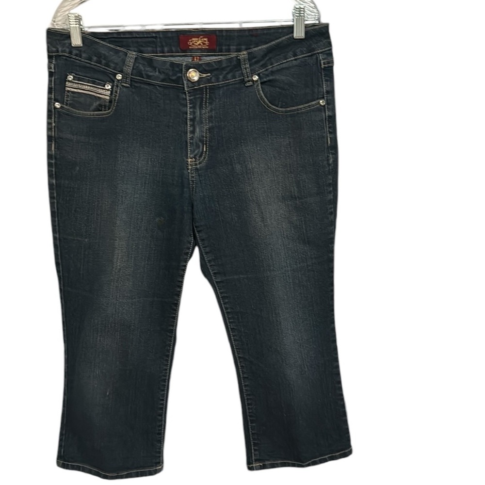 One Song Authentic Denim Jeans Crop Capris Bling Embellished Like Nee Size 12